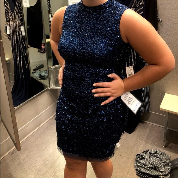 Homecoming dressBeautiful teal - blue color sequins short dress - Picture 5 of 5